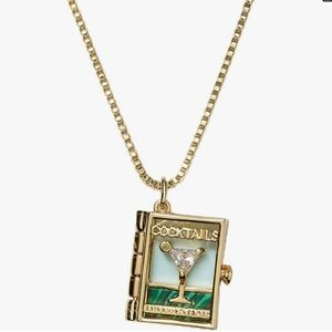NWT Kate Spade "Page Turner" Gold Cocktail Book Pendant Necklace